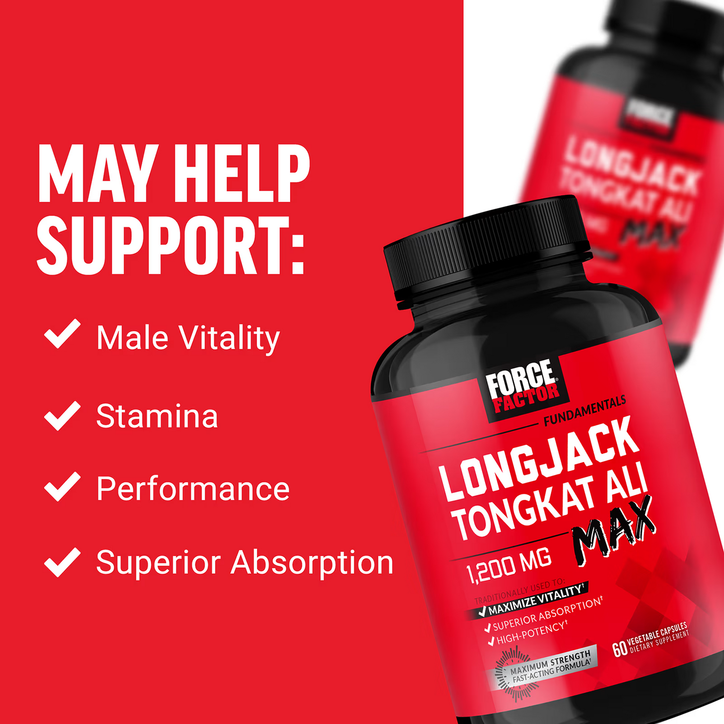 Fundamentals, LongJack Tongkat Ali Max, 1,200 mg, 60 Vegetable Capsules, (600 mg per Capsule)