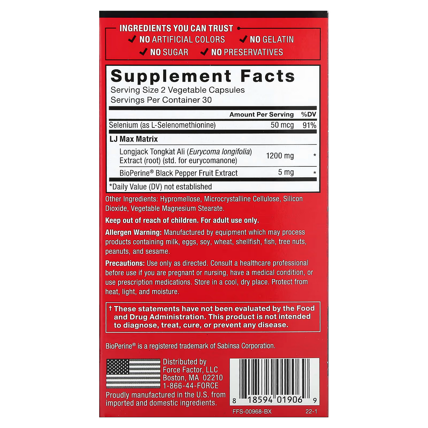 Fundamentals, LongJack Tongkat Ali Max, 1,200 mg, 60 Vegetable Capsules, (600 mg per Capsule)