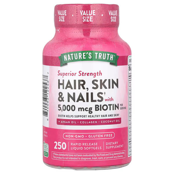 Nature's Truth, Hair, Skin & Nails with Biotin, Superior Strength soft gels