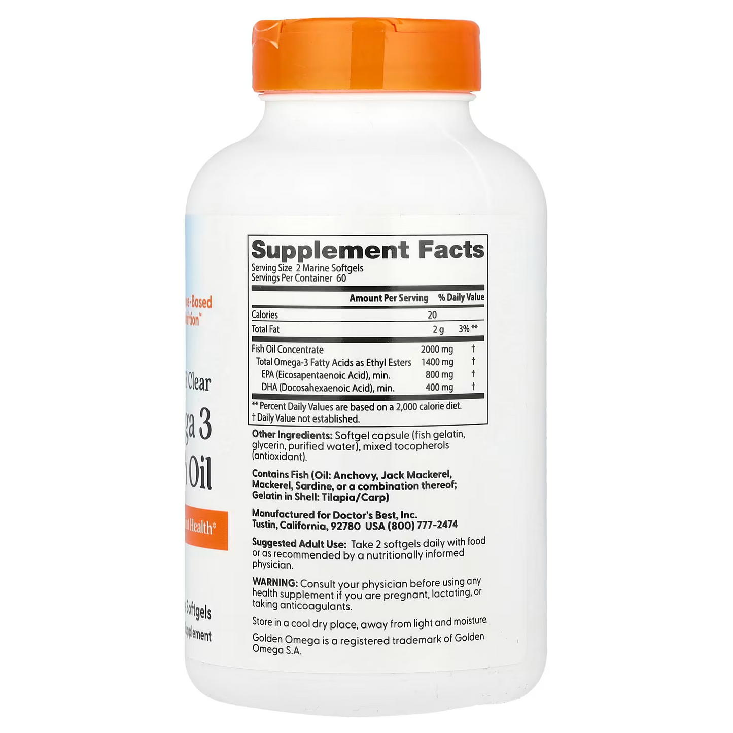 Purified & Clear Omega 3 Fish Oil, 2,000 mg, 120 Marine Caps (1,000 mg per Caps)