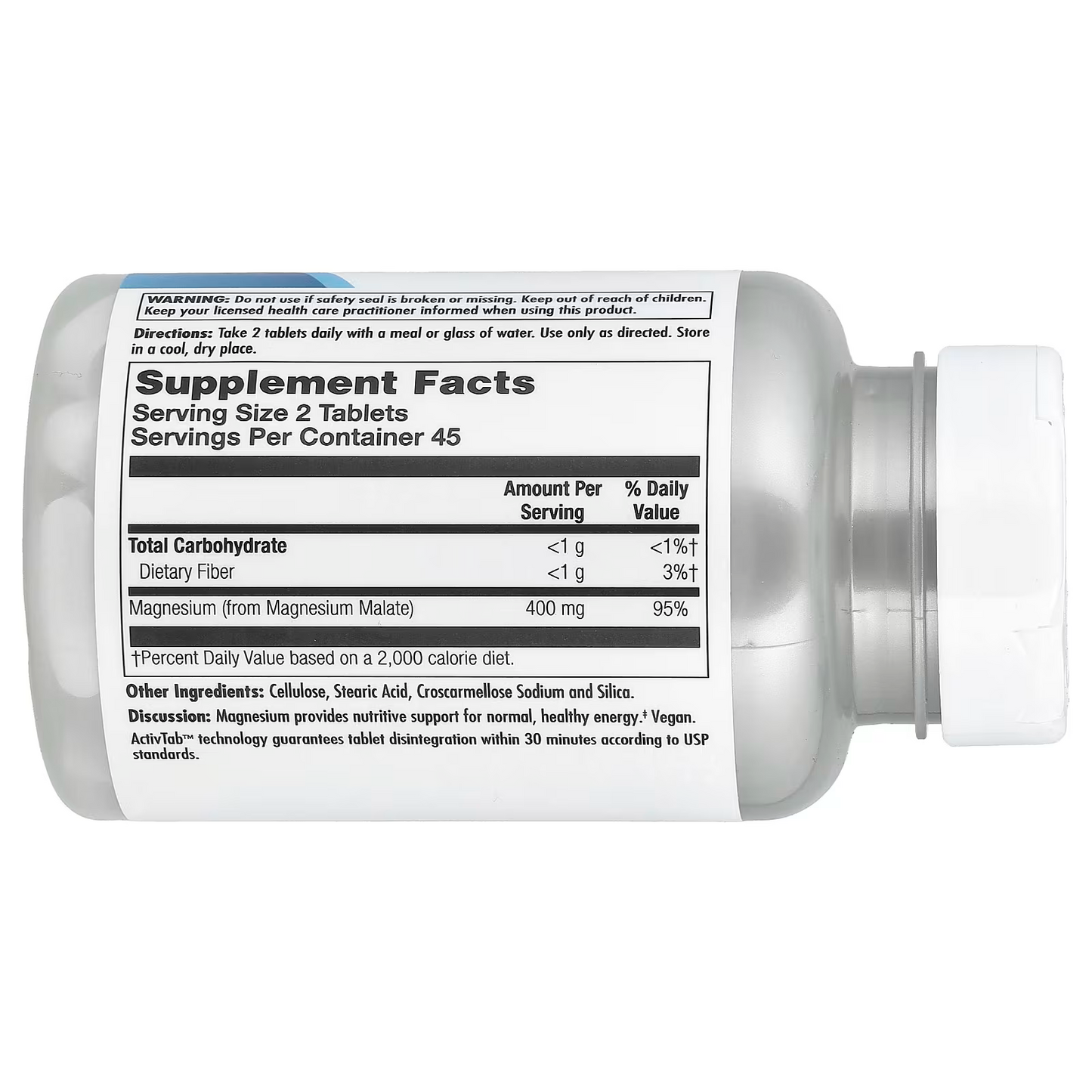 Magnesium Malate 400, 400 mg, 90 Tablets (200 mg per Tablet)