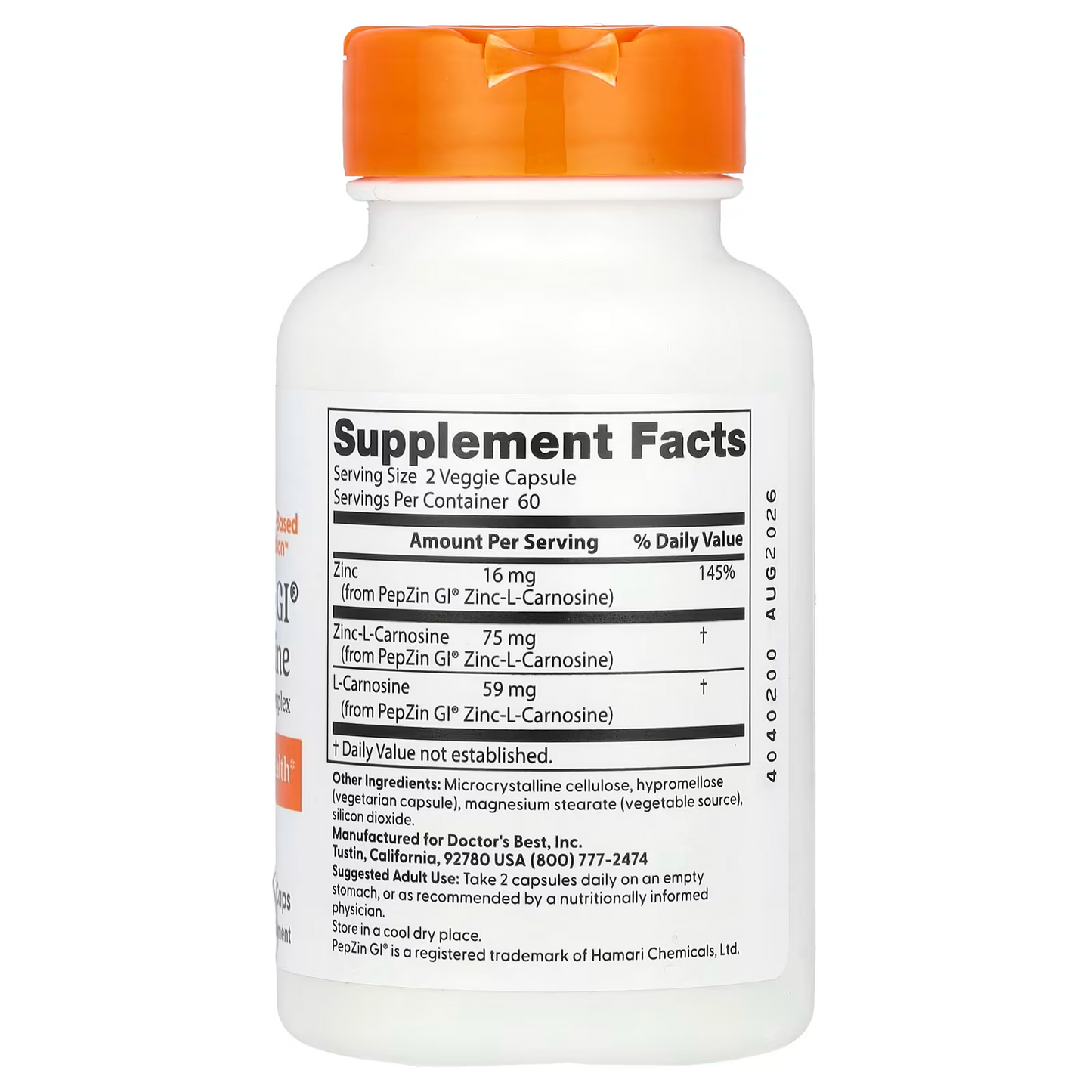 PepZin GI®, Zinc-L-Carnosine Complex, 120 Veggie Caps