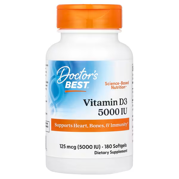 Vitamin D3, 125 mcg (5,000 IU) 180 Caps