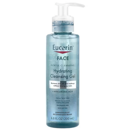 Eucerin, Face, Hydrating Cleansing Gel + Hyaluronic Acid, Fragrance Free