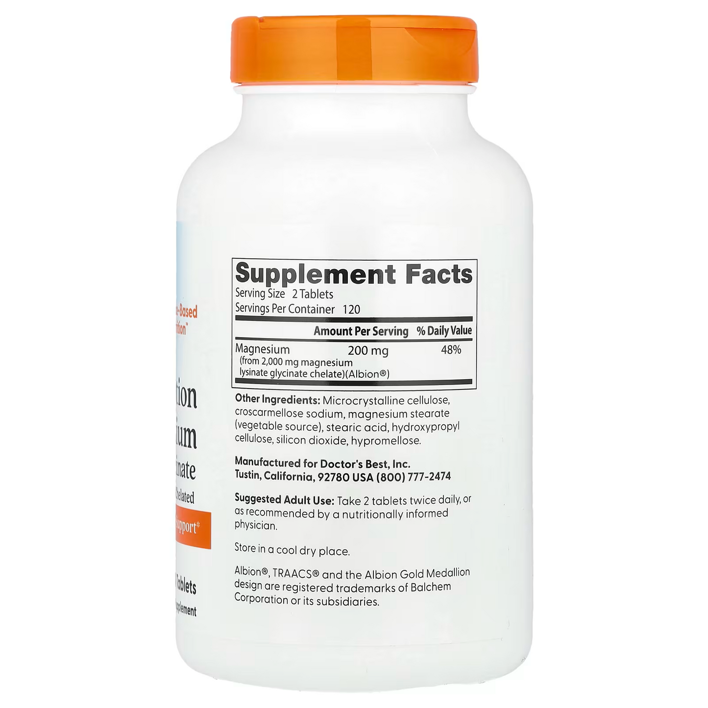 Magnesium (High Absorption), 200 mg, (100 mg Per Tablet)