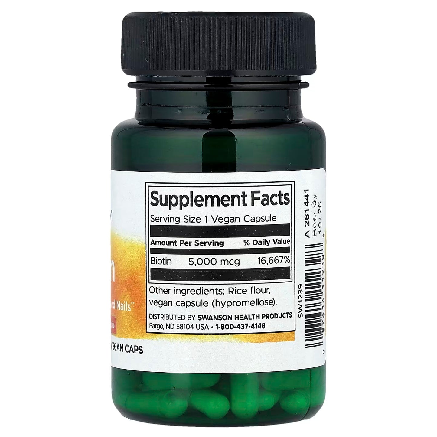 Swanson, Biotin, 5,000 mcg, 30 Vegan Caps