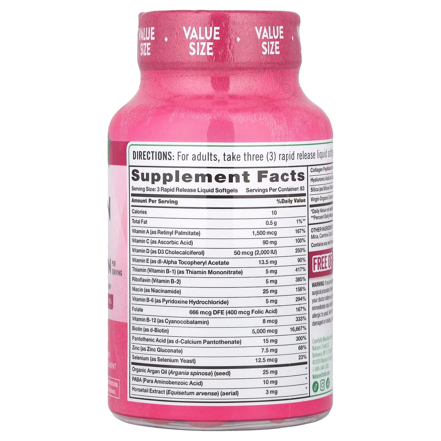 Nature's Truth, Hair, Skin & Nails with Biotin, Superior Strength soft gels