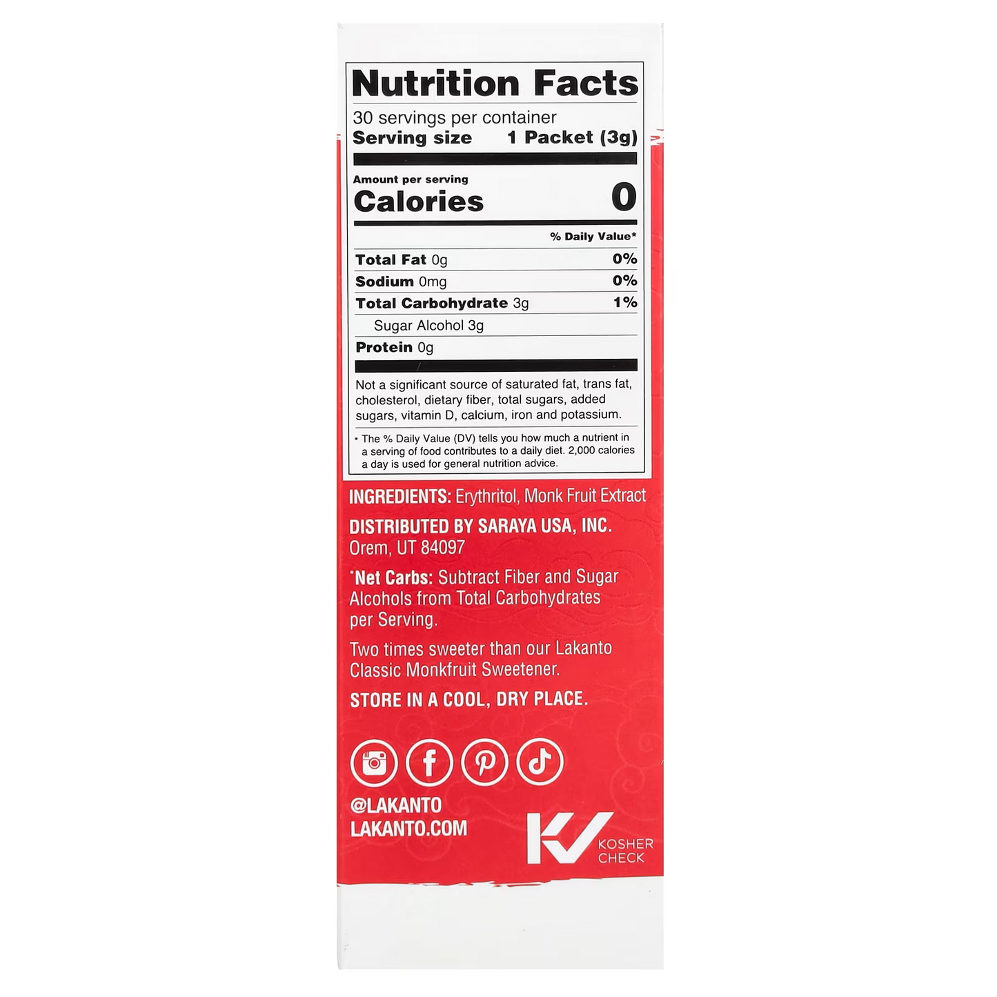 Monkfruit Sweetener  Classic, 30 Packets
